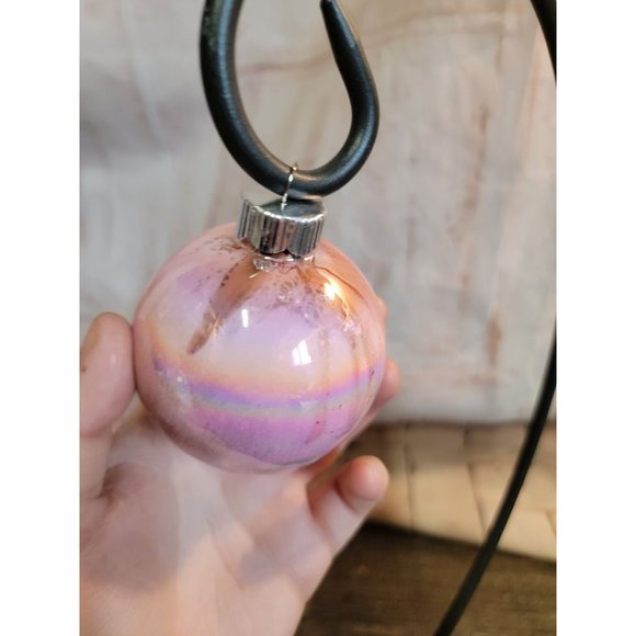 Holographic pink glass ball ornament Xmas decor - Picture 4 of 6